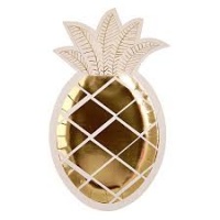 Meri Meri Gold Pineapple Shaped Paper Plates Pack of 8